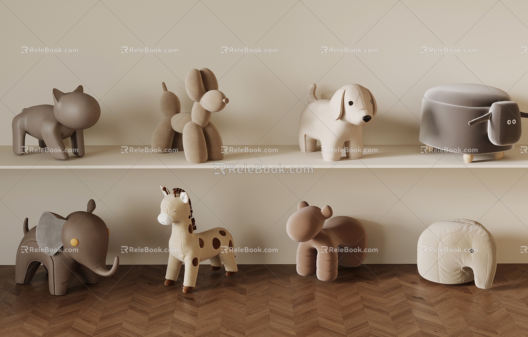 Plush Toy Doll Animal Doll Children's Chair 3d model