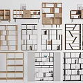 Various Modern Wooden Bookcases With Open Shelves And Multi Layer Storage Designs 3d model