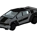 Futuristic Gray SUV With Black Roof Angular Lines And Large Wheels Design