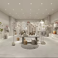 Modern Clothing Store Interior With Clothing Racks Mannequins And Decorative Plants