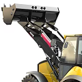 Yellow Multi functional Construction Vehicle With Loader Bucket And Excavator Arm 3d model
