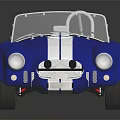 Blue Classic Convertible Sports Car With White Stripes And Shiny Wheels