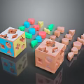 Educational Colorful And Wooden Building Blocks With Shaped Holes And Various Small Shapes