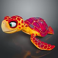 Colorful Reptile Plush Toy Red and Yellow Patterned Turtle with Big Eyes