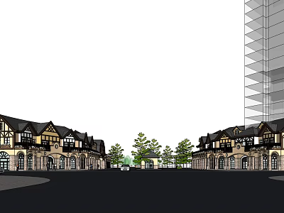 European Commercial Building English Town Club 3d model