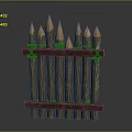 Wooden Pencil Shaped Fence With Pointed Tops Wood Grain Design And Horizontal Rails