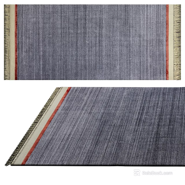 Gray Square Rug with Red Border Soft Textured Weave Home Decor Design 3d model