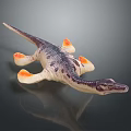 Realistic Plesiosaur Dinosaur Toy With Purple White Body And Orange Feet