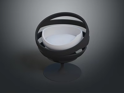 Unique Modern Spherical Chair With Black Frame White Seat And Round Base 3d model