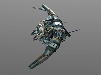 Futuristic Sci-Fi Mechanical Device With Metallic Structure And Detailed Protruding Components 3d model