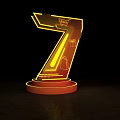 Illuminated Number 7 Trophy With Yellow Accents Red Base And Vote Design