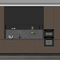 Modern Kitchen Interior With Dark And Light Cabinets Marble Countertop And Built In Oven