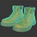 Yellow Work Boots With Laces Black Collar And Durable Rubber Sole 3d model