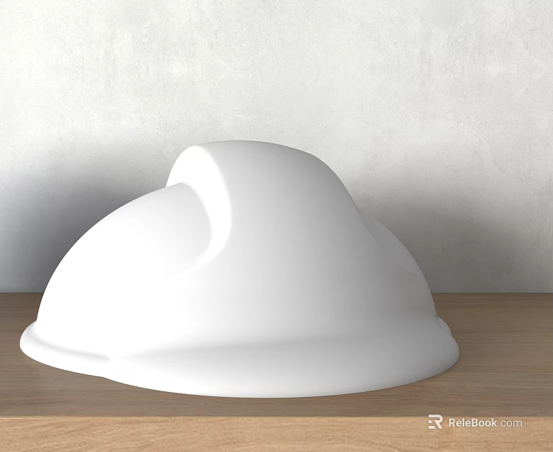 White Cloud Like Shaped Object Placed On Wooden Tabletop With Light Wall Background 3d model