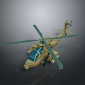 Olive Drab Military Helicopter Scale Model With Rotor Blades And Cockpit