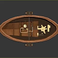 Playful Cartoon Scene With Cute Steamboat Brown Hull Golden Machinery And Small Wheels