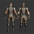 Tactical Equipped Male Character 3D Model With Front Back View Camouflage Gear