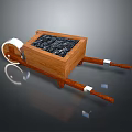 Wooden Handcart Loaded With Black Coal With Wooden Handles And White Wheels