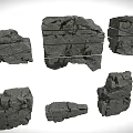 Detailed Textured Cracked Rock Components For Multiple Scene Building Decoration 3d model