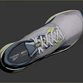 Stylish White And Teal Mesh Upper Sneakers With White Sole And Yellow Lace Details