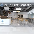 Modern Cafe Interior Design With Open Layout Tables Chairs Bar Counter And Seating 3d model