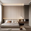 Modern Bedroom Interior Design With Bed Headboard Nightstand Pendant Lamp Curtains And Rug
