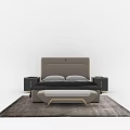 Modern Double Bed Interior Design With Nightstands Bench And Area Rug 3d model