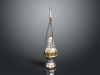 Vintage Style Hanging Decorative Furniture With Glass Body And Metal Chain Design 3d model