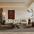 Modern Living Dining Room Interior With Cozy Sofa Wooden Coffee Table And Decorative Partition