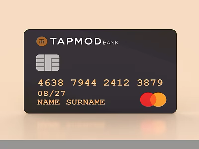 Stylish Black Bank Card Design With Gold Details And Logos 3d model