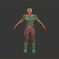 Game And Movie Character In Brown Uniform With Number 72 Standing Military Style Pose