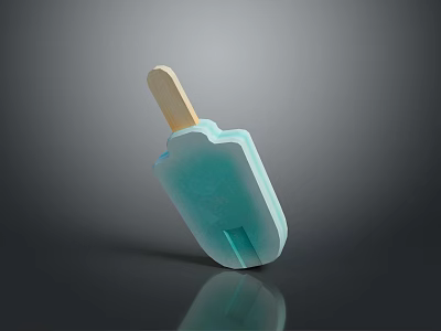 Refreshing Teal Ice Cream Bar With Wooden Stick And Glossy Surface 3d model