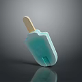 Refreshing Teal Ice Cream Bar With Wooden Stick And Glossy Surface