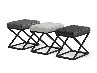Leisure Chairs With Padded Seats And Crossed Metal Frames In Black And Grey 3d model