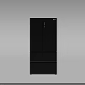 Sleek Black Modern Refrigerator Freezer With Double Door And Bottom Drawer Design