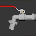 Hardware Tool Valve with Red Handle and Metal Body for Plumbing Applications 3d model