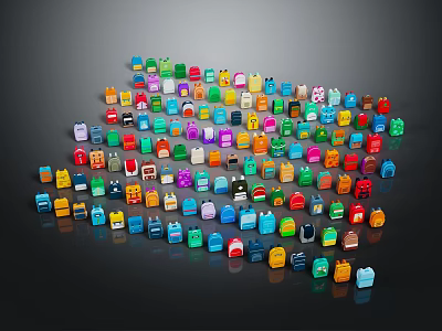 Colorful Small Clothing Garments In Various Bright Colors Stacked As Display Collection 3d model