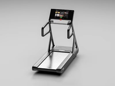 Modern Treadmill Sports Equipment With Digital Display Screen And Handrails 3d model