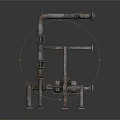 Industrial Metal Pipeline System With Valves Support Frames And Mechanical Connections