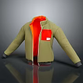 Stylish Beige Jacket With Orange Lining Red Pocket And Front Zipper