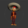 Red Bird Character Wearing Sombrero Hat Black Jacket Red Pants And Yellow Feet