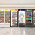 Commercial Beverage Refrigerators With Assorted Branded Drinks And Neatly Arranged 3d model