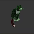 3D Black And White Cat Model In Standing Pose On Gray Background 3d model