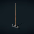 Sturdy Metal Rake with Wooden Handle and Durable Tines Premium Hardware Tool