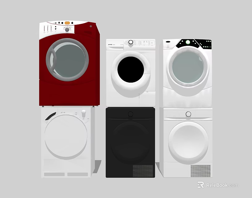 Stylish Washing Machine Models With Modern Designs And Sleek Exteriors For Home Use 3d model 