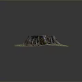 Natural Wooden Stump With Textured Surface And Stone Ground Surrounded By Green Moss