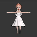 Cartoon Female Game Movie Character In White Wedding Dress With Red Hair And Outstretched Arms