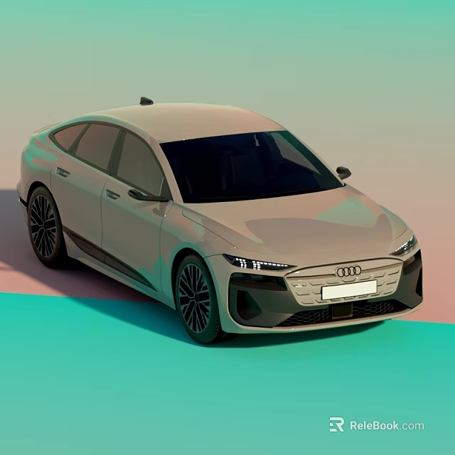 Audi Electric Sedan Light Gray Modern Sleek Body Design LED Headlights Colorful Gradient Background 3d model 