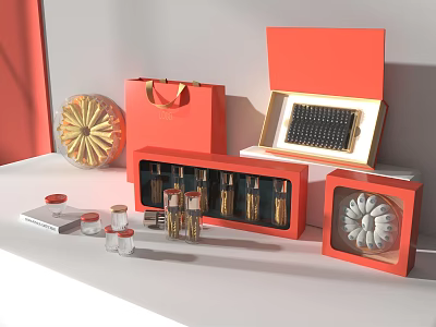 Handmade Hazelnut Chocolate Gift Box With Golden Ribbon And Premium Packaging 3d model