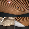 Modern Wooden Slat Ceiling With Recessed Lights And Sleek Contemporary Design